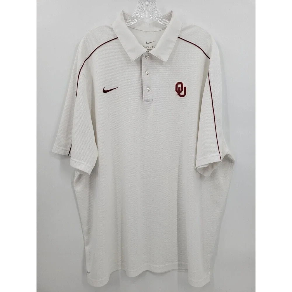 Oklahoma Sooners Nike Dri-Fit - Men's XXL White‎ Golf Active Sports Polo Shirt